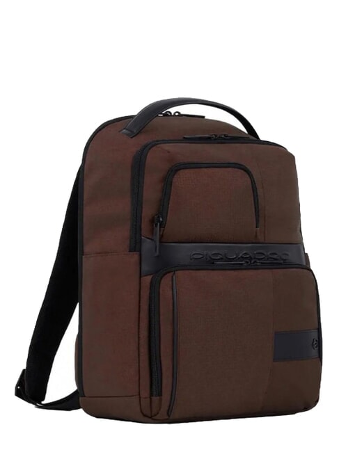 WOLLEM Mochila de piel y tela, soporte para port&aacute;til de 14" BROWN - Mochilas para port&aacute;til