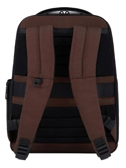 WOLLEM Mochila de piel y tela, soporte para port&aacute;til de 14" BROWN - Mochilas para port&aacute;til