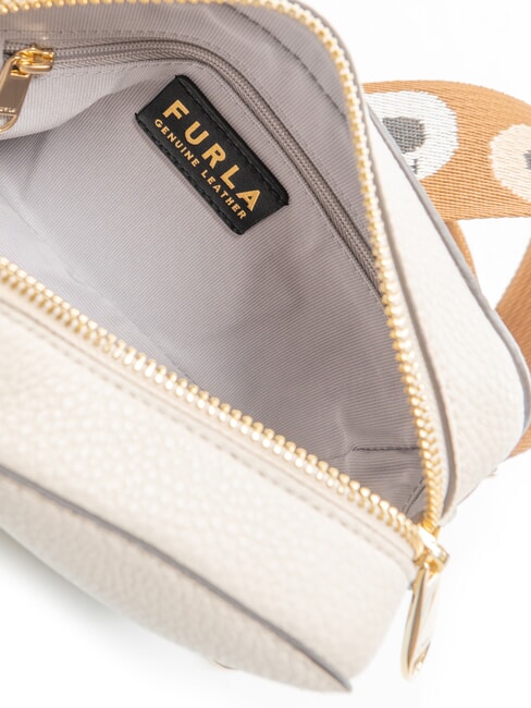 GARDENIA Bolso porta c&aacute;mara de piel con estampado keria tonos perla y co&ntilde;ac - Bolsos Mujer