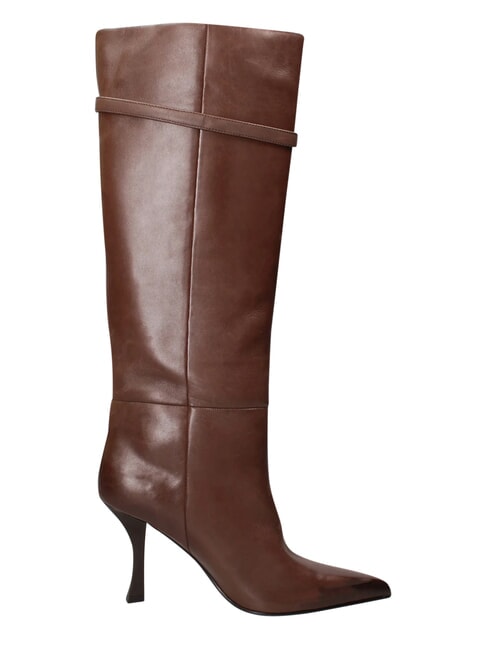 ME25 Bot&iacute;n alto, tac&oacute;n de 9 cm, de piel. marr&oacute;n oscuro - Zapatos Mujer