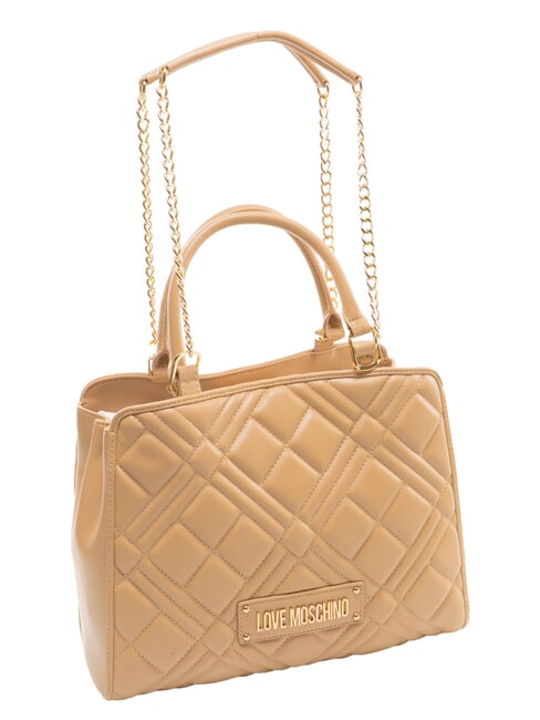 QUILTED Bolso de mano con correa de cadena para el hombro. beige - Bolsos Mujer