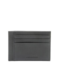 PIQUADRO AKRON Tarjetero plano de cuero negro - Carteras Hombre - 2