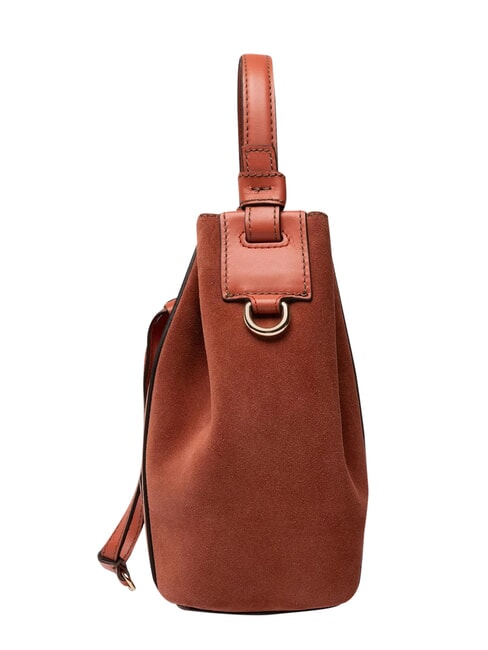 MIASTELLA Bolso tipo cubo, de mano, de piel. canela - Bolsos Mujer