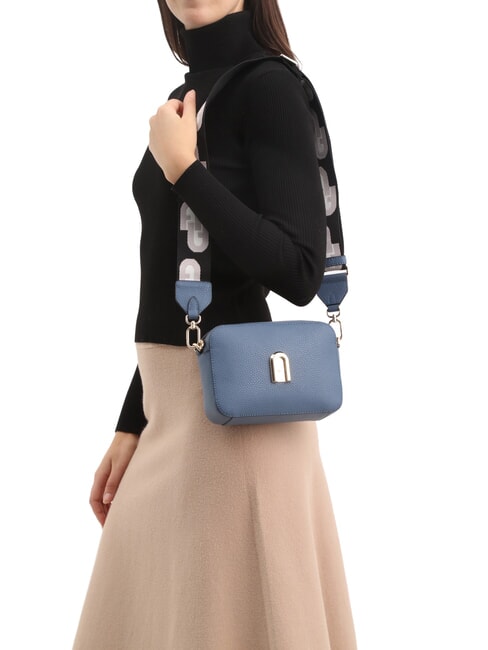 GARDENIA Bolso porta c&aacute;mara de piel con estampado keria denim + tonos hielo - Bolsos Mujer