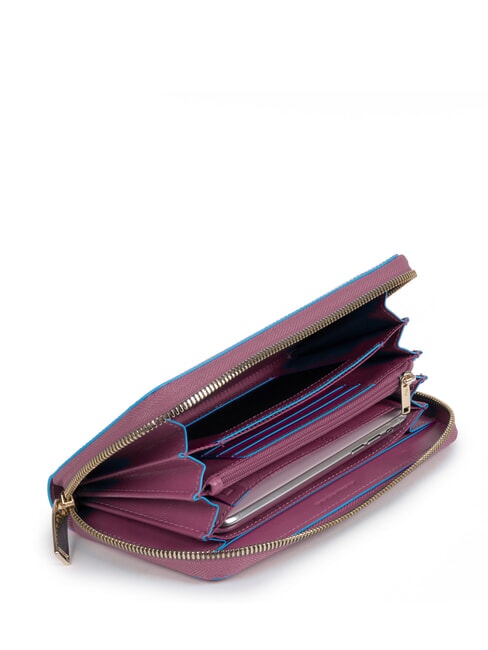 Cartera CUADRADO AZUL l&iacute;nea fuera, en cuero morado 3 - Carteras Mujer