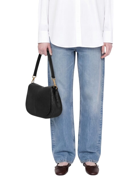HELENA ROUND Bolso de hombro con correa, de piel. negro - Bolsos Mujer