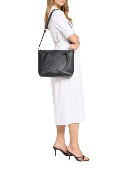 MARINA Bolsa de compras de cuero negro - Bolsos Mujer