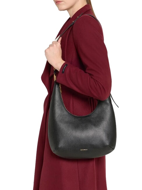SAGITTA Bolsa de papel de cuero, cuero negro - Bolsos Mujer