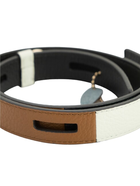 CAMPIONARIO - GIOVE Correa de hombro de cuero negro + co&ntilde;ac + malvavisco - Accesorios para bolsos