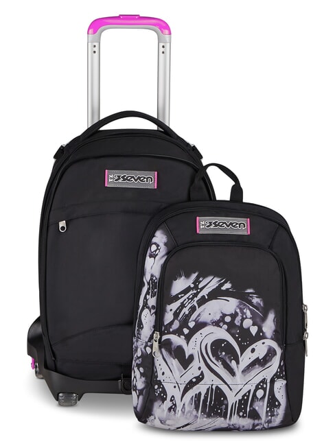 PLUMPY LINE GIRL Mochila con ruedas de doble cara negro - Mochilas con ruedas