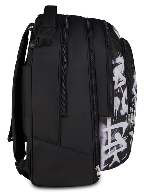 PLUMPY LINE BOY Mochila doble con carrito negro - Mochilas con ruedas