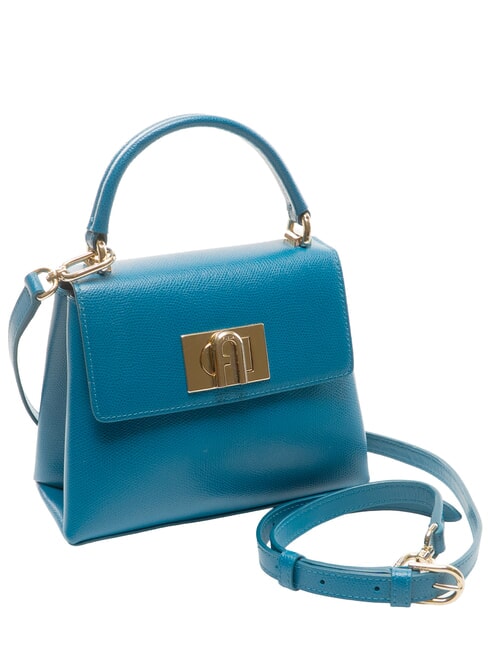 1927 Bolso de mano, con bandolera, en piel verde azulado - Bolsos Mujer