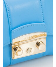 FURLA METROPOLIS Minibolso de hombro en piel azul claro - Bolsos Mujer - 3