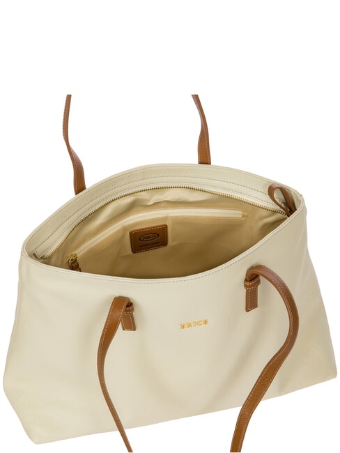 CREMONA Bolso de compras de piel talla S, bolso de hombro CREMA - Bolsos Mujer