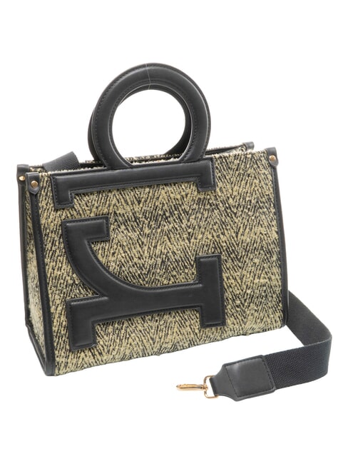 ICONIC WOOL Bolso tote con bandolera negro/amarillo - Bolsos Mujer