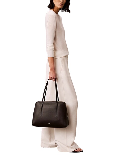 FOIL LOGO Bolso de hombro XL coco negro/tostado - Bolsos Mujer