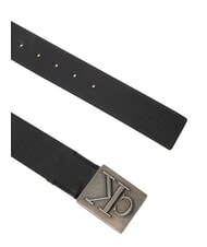 CALVIN KLEIN SSNL MONO Cintur&oacute;n de cuero negro/plata antigua - Cinturones - 3
