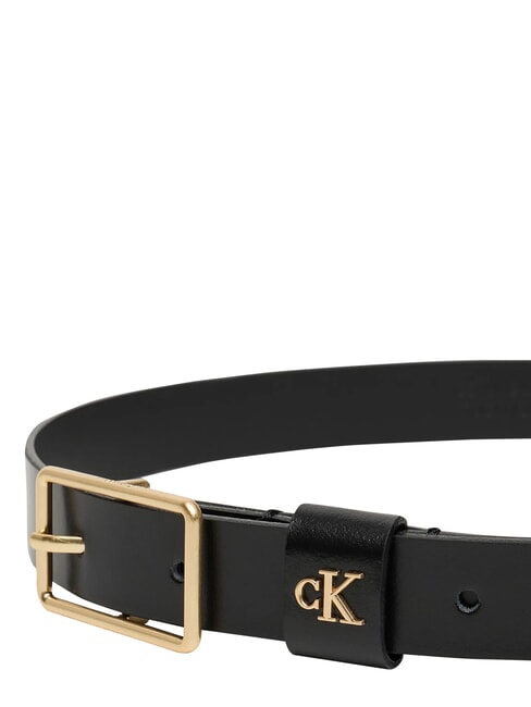 CLASSIC BUCKLE Cintur&oacute;n de cuero negro / oro claro antiguo - Cinturones