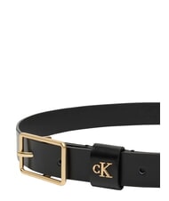 CALVIN KLEIN CLASSIC BUCKLE Cintur&oacute;n de cuero negro / oro claro antiguo - Cinturones - 2