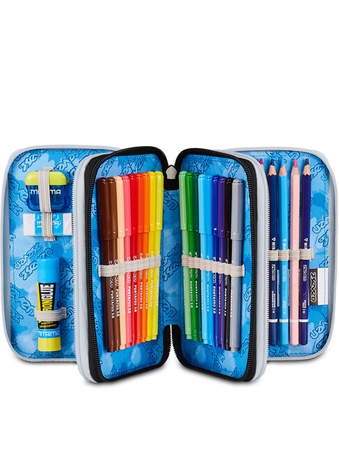 PLUMPY LINE BOY Estuche para l&aacute;pices con kit escolar negro - Estuches y Accesorios