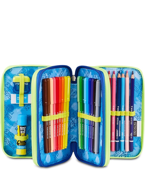 BLU FUSION Estuche para l&aacute;pices con kit escolar turquesa fluorescente - Estuches y Accesorios