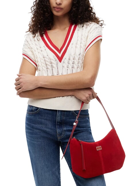 TJW SLOUCHY Bolso de hombro de piel de ante. Rojo de Arizona - Bolsos Mujer
