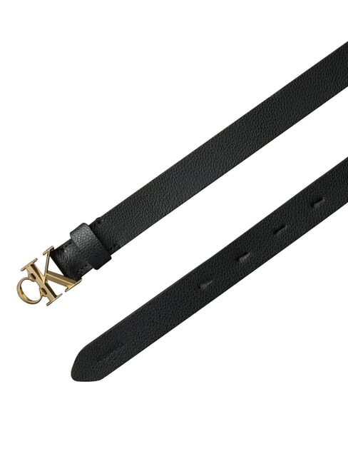 FACTED CK BUCKLE Cintur&oacute;n de cuero negro / oro claro antiguo - Cinturones