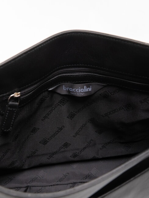 SANDRA Bolso de hombro de piel negro - Bolsos Mujer