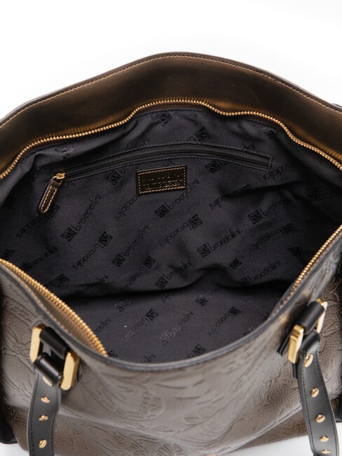 LOLA Shopping Bag en piel negro/bronce - Bolsos Mujer