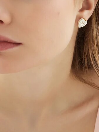 AMORE Pendientes de acero oro amarillo/blanco - Pendientes