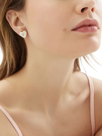 AMORE Pendientes de acero oro amarillo/blanco - Pendientes