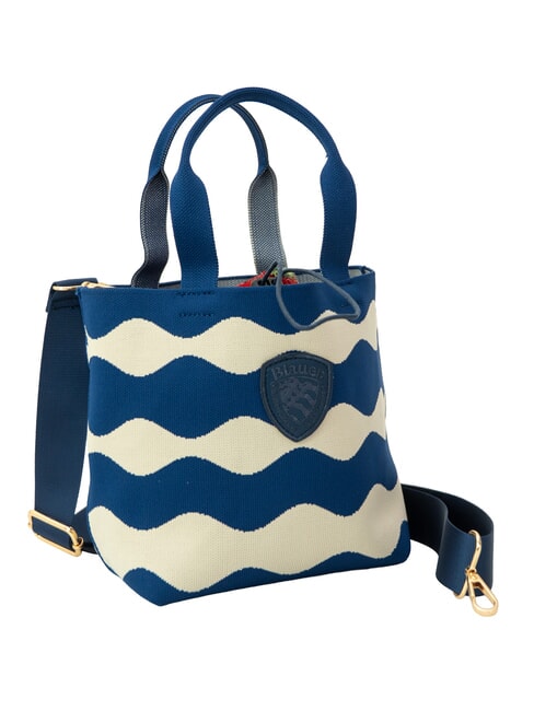 KNITTED Bolso de mano con correa para el hombro. crema/azul marino - Bolsos Mujer