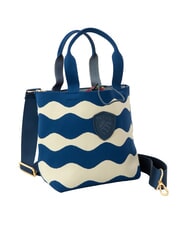 BLAUER KNITTED Bolso de mano con correa para el hombro. crema/azul marino - Bolsos Mujer - 3