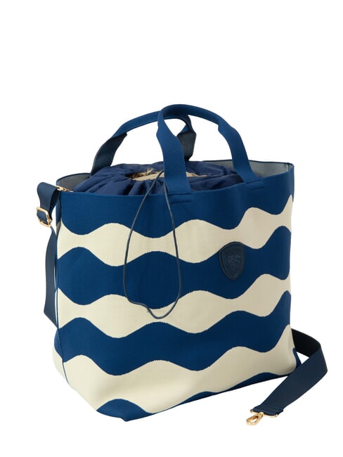 KNITTED Bolso de mano con correa para el hombro crema/azul marino - Bolsos Mujer