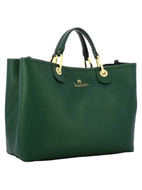 BETH Bolso de mano grande con doble asa verde - Bolsos Mujer
