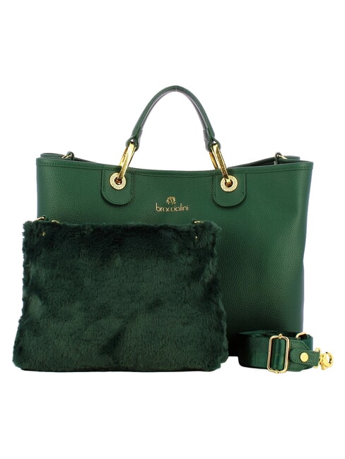 BETH Bolso de mano grande con doble asa verde - Bolsos Mujer