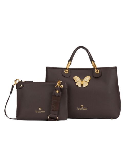 BETH JEWELS Bolso de mano grande con doble asa y correa para el hombro. marr&oacute;n - Bolsos Mujer