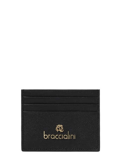 BASIC Tarjetero plano de cuero negro - Carteras Mujer