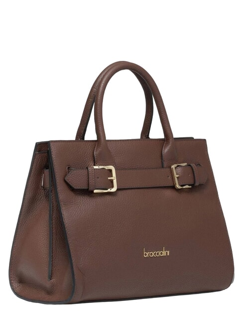 HELLEN Bolso de piel con correa para el hombro marr&oacute;n - Bolsos Mujer