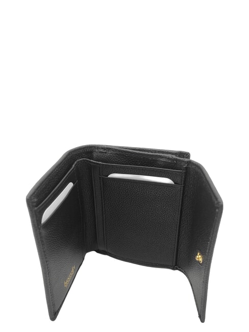 BASIC Cartera peque&ntilde;a de piel con solapa negro - Carteras Mujer