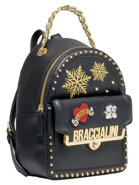 ROCK Mochila con bolsillo frontal con clip negro - Bolsos Mujer