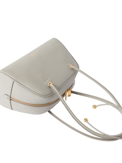 POPPY Bolso de hombro de piel gris piedra - Bolsos Mujer