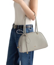 FURLA POPPY Bolso de hombro de piel gris piedra - Bolsos Mujer - 5