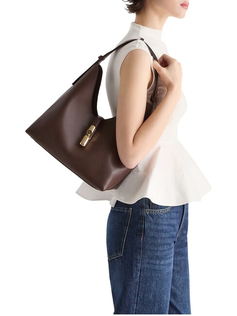 GOCCIA Bolso bandolera de piel chocolate - Bolsos Mujer