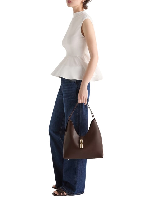 GOCCIA Bolso bandolera de piel chocolate - Bolsos Mujer