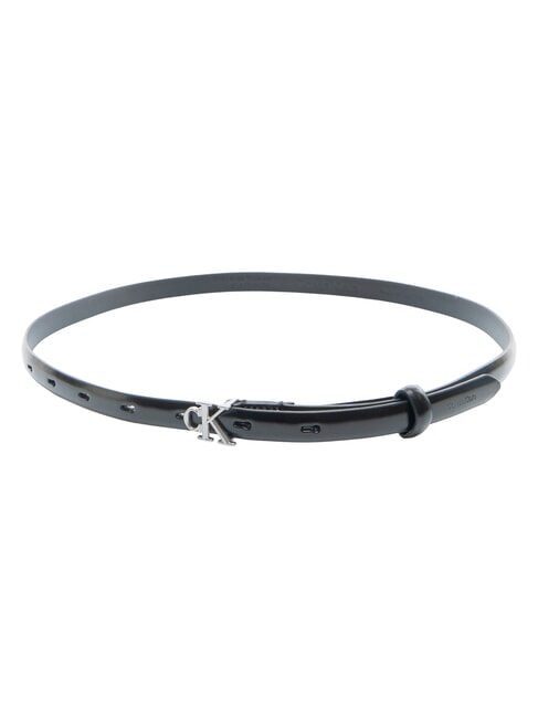 ROUND CK BUCKLE Cintur&oacute;n de cuero ck negro / n&iacute;quel antiguo - Cinturones