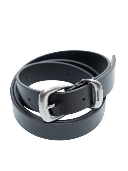 2PIECE LOGO Cintur&oacute;n de cuero ck negro / n&iacute;quel antiguo - Cinturones