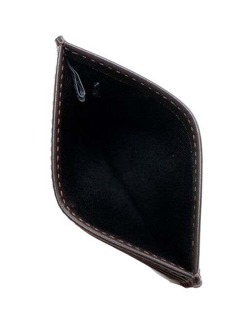 RAISED LOGO Tarjetero plano de cuero ck marr&oacute;n oscuro - Carteras Hombre