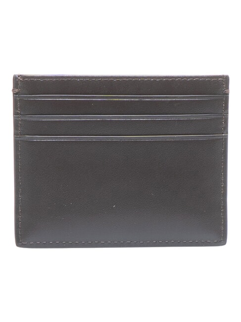 RAISED LOGO Tarjetero plano de cuero ck marr&oacute;n oscuro - Carteras Hombre