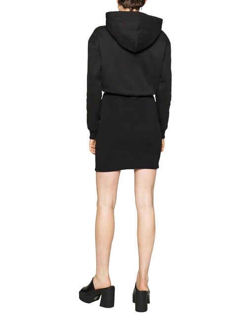 CK JEANS vestido con capucha ck negro/blanco brillante - Ropa de mujer
